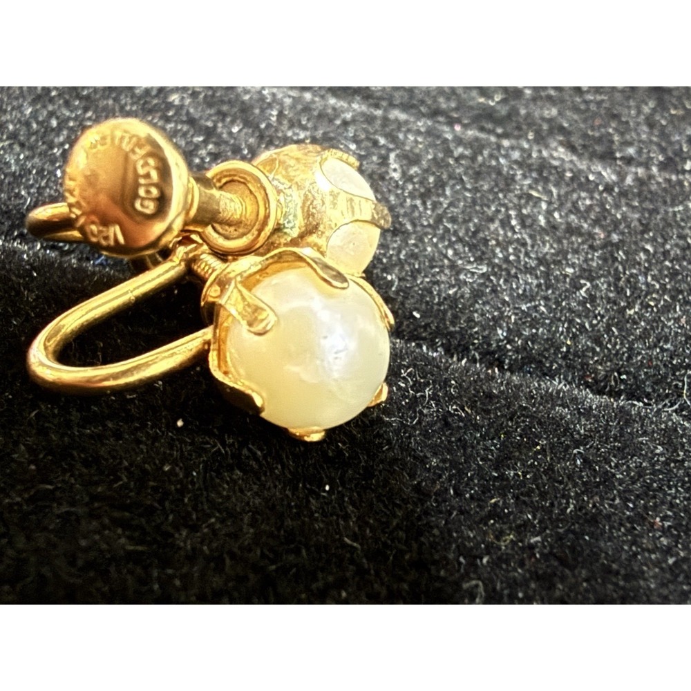 Vintage 12 Karat Gold Filled Cultured Pearl Screw Back Earrings - Picture 4 of 6